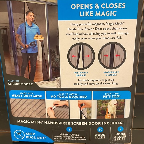 NWT Magic Mesh Easy to Install-Let Fresh Air In -Hands-Free Screen Door Deluxe - Picture 6 of 9